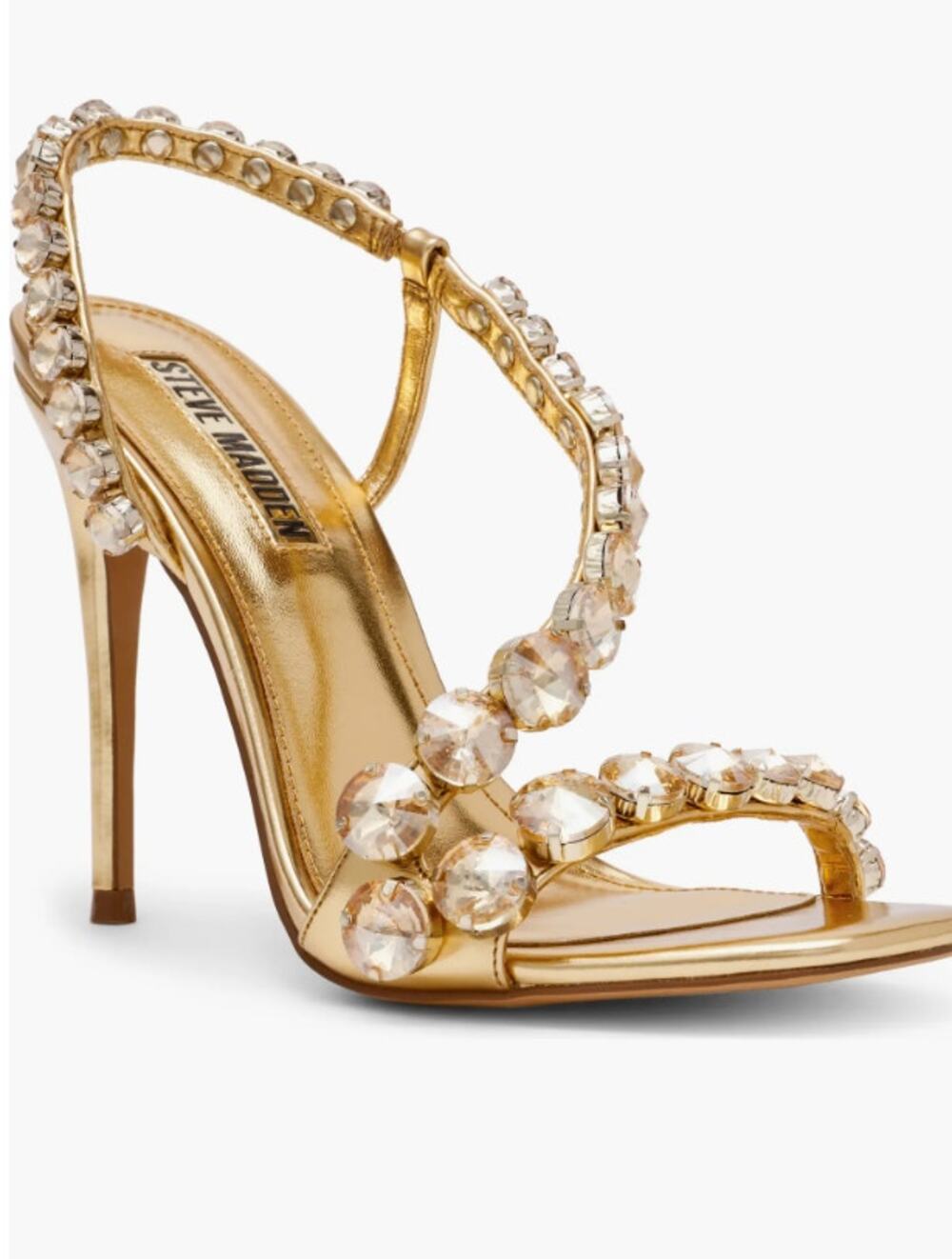Steve Madden Nylie Slingback Heels 7 Gold Leather Jewel Glam Sandals Cocktail
